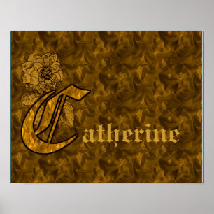 Affiche Monogramme personnalisé de pivoine initiale C