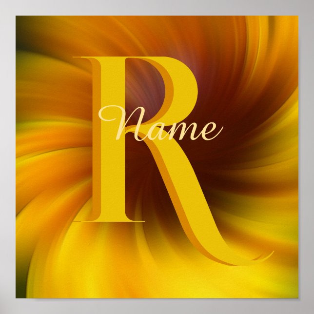 Affiche Monogramme personnalisé élégant avec votre initial (Devant)