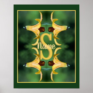 Affiche Monogramme personnalisé initial nom Art de lys sau