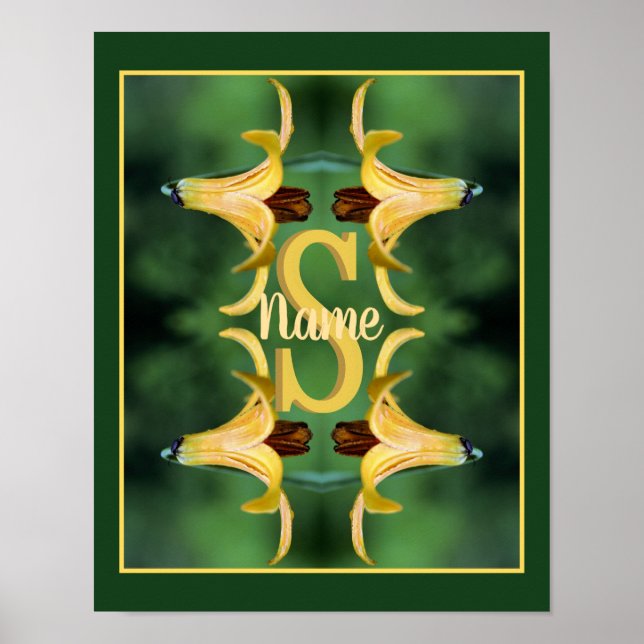 Affiche Monogramme personnalisé initial nom Art de lys sau (Devant)