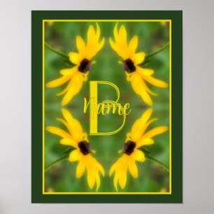 Affiche Monogramme personnalisé initial nom Black Eyed Sus