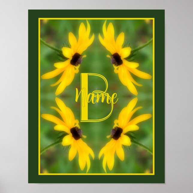 Affiche Monogramme personnalisé initial nom Black Eyed Sus (Devant)