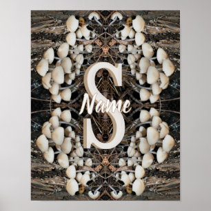 Affiche Monogramme personnalisé initial nom champignons sa