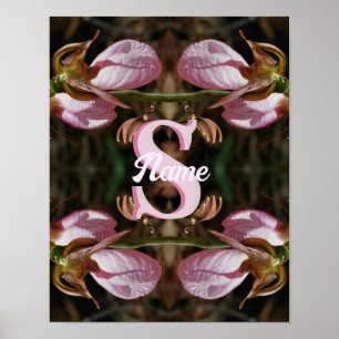 Affiche Monogramme personnalisé initial nom Dame Sabot Fle