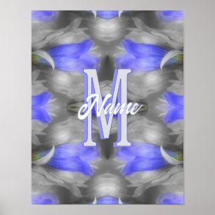 Affiche Monogramme personnalisé initial nom floral Art