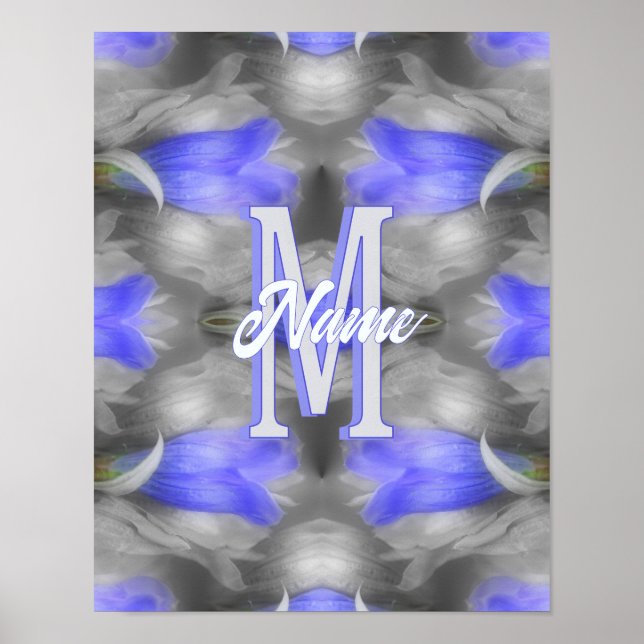 Affiche Monogramme personnalisé initial nom floral Art (Devant)