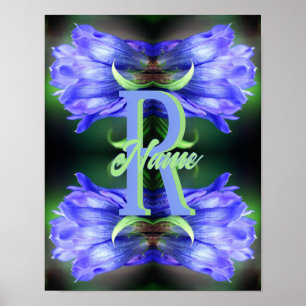 Affiche Monogramme personnalisé initial nom Gentiane Art f