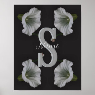 Affiche Monogramme personnalisé initial Nom Morning Glory