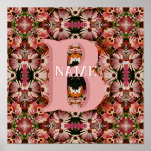 Affiche Monogramme personnalisé initial prénom Art floral