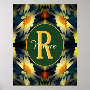 Affiche Monogramme personnalisé initial prénom Art floral