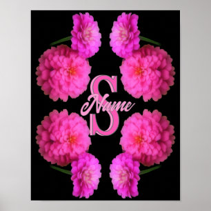 Affiche Monogramme personnalisé initial prénom Zinnia Art