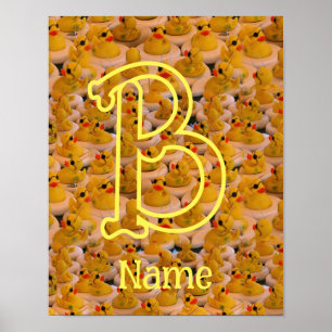 Affiche Monogramme personnalisé initiale nom canards en ca