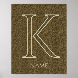 Affiche Monogramme personnalisé initiale nom feuille flora