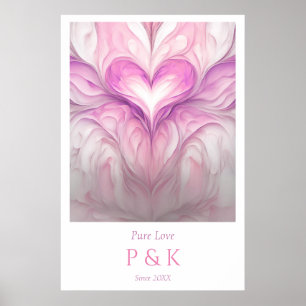 Affiche Monogramme personnalisé "Pure Love" pour couple