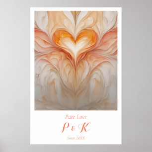 Affiche Monogramme personnalisé "Pure Love" pour couple