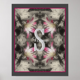 Affiche Monogramme personnalisé Vos initiales Nom Lys