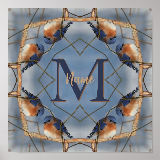 Affiche Monogramme personnalisé Votre initiale Art de la n (Devant)