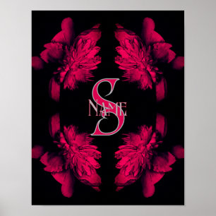 Affiche Monogramme personnalisé Votre initiale Nom Art flo