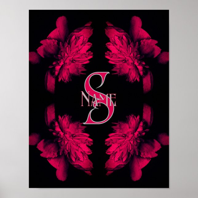 Affiche Monogramme personnalisé Votre initiale Nom Art flo (Devant)