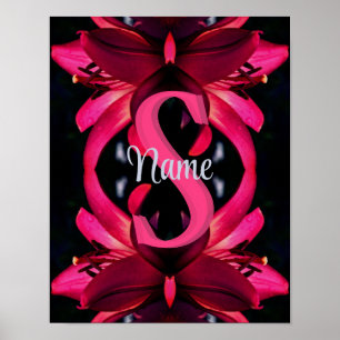 Affiche Monogramme personnalisé Votre initiale Nom Art flo