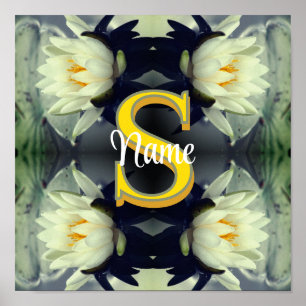 Affiche Monogramme personnalisé Votre initiale Nom Fleur d
