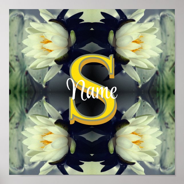 Affiche Monogramme personnalisé Votre initiale Nom Fleur d (Devant)