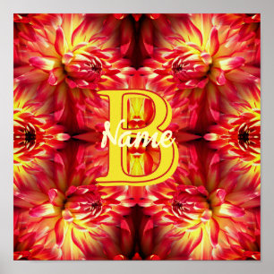 Affiche Monogramme personnalisé Votre initiale Nom Fleur d