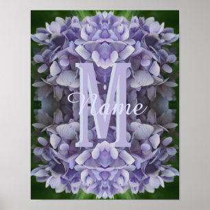 Affiche Monogramme personnalisé Votre initiale Nom Fleur d