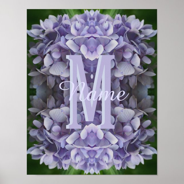 Affiche Monogramme personnalisé Votre initiale Nom Fleur d (Devant)
