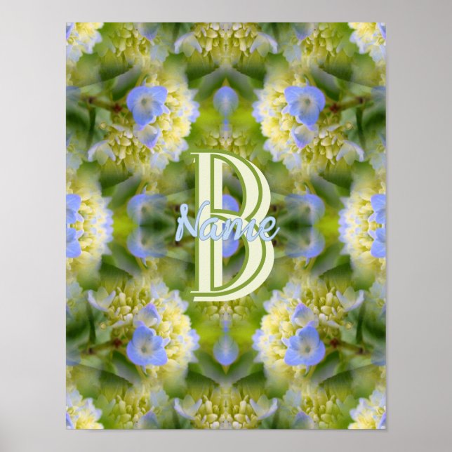 Affiche Monogramme personnalisé Votre initiale Nom Fleur d (Devant)