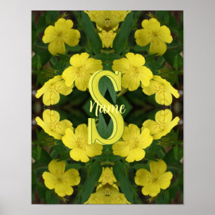 Affiche Monogramme personnalisé Votre initiale Nom Géraniu