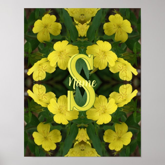 Affiche Monogramme personnalisé Votre initiale Nom Géraniu (Devant)