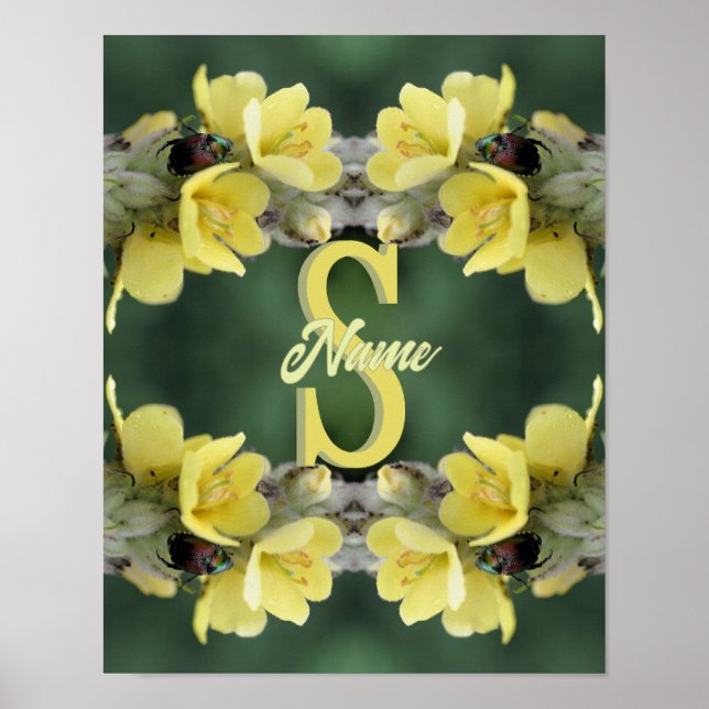 Affiche Monogramme personnalisé Votre initiale Nom Mullein (Devant)