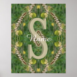 Affiche Monogramme personnalisé Votre initiale Nom Nature