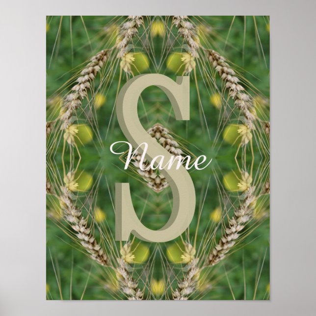 Affiche Monogramme personnalisé Votre initiale Nom Nature (Devant)