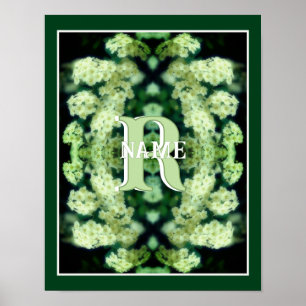Affiche Monogramme personnalisé Votre initiale Nom Roses s