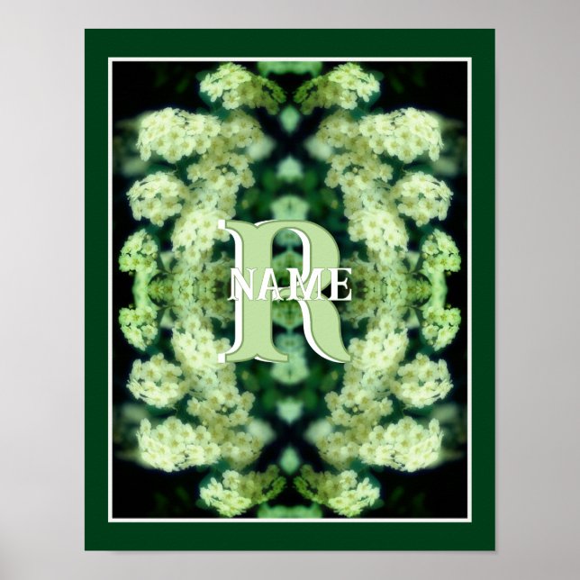 Affiche Monogramme personnalisé Votre initiale Nom Roses s (Devant)