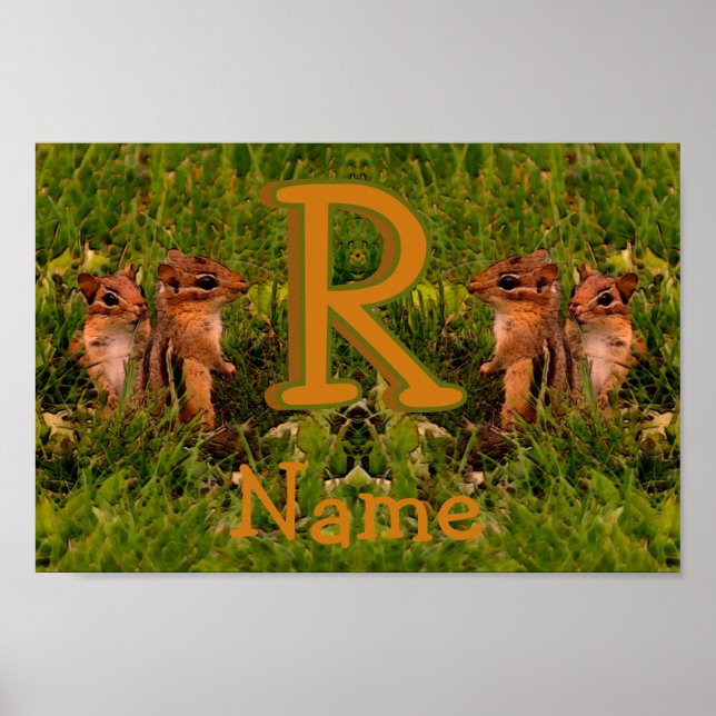 Affiche Monogramme personnalisé Votre puce initiale Nom Ta (Devant)
