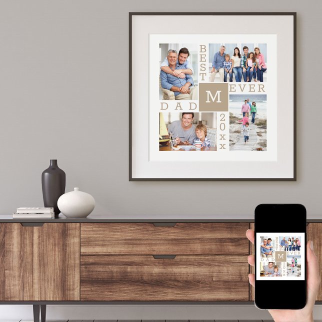 Affiche Monogramme Photo Collage Meilleur papa Jamais (Créateur téléchargé)
