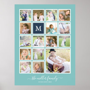 Affiche Monogramme photo en couleur Arrière - plan modifia