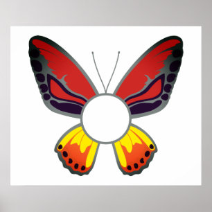 Affiche Monogramme rond papillon orange personnalisé