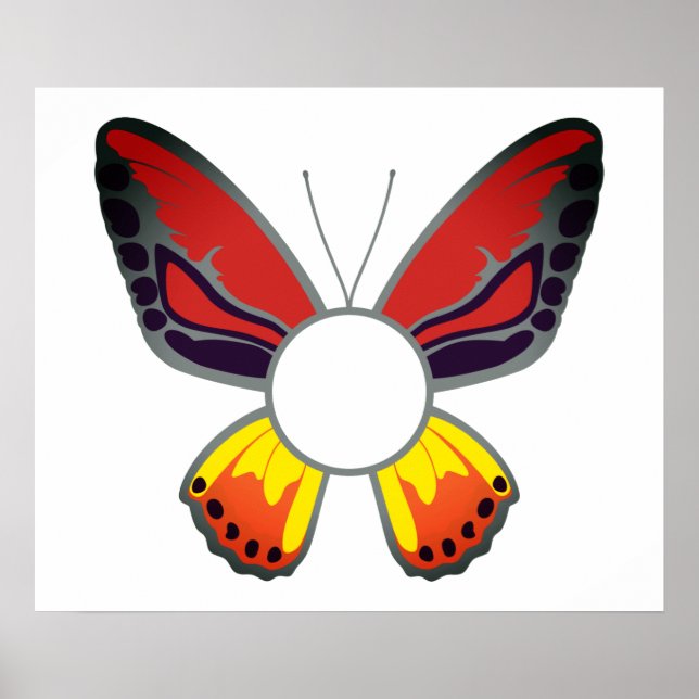 Affiche Monogramme rond papillon orange personnalisé (Devant)