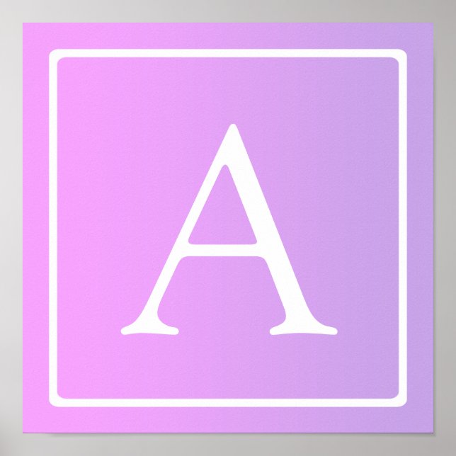 Affiche Monogramme simple | Ombre subtil rose/violet (Devant)