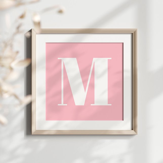 Affiche Monogramme stylé gras rose et blanc (Create your own monogrammed poster.)