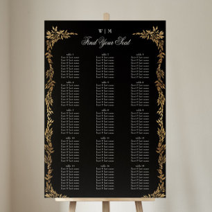 Affiche Monogramme traditionnel Noir Crest Mariage classiq