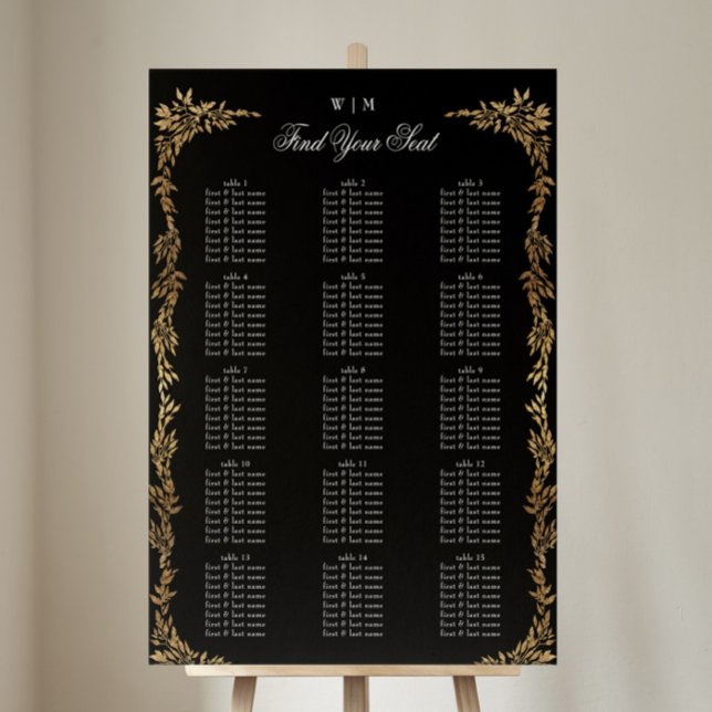 Affiche Monogramme traditionnel Noir Crest Mariage classiq (Créateur téléchargé)