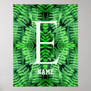 Affiche Monogramme Vos Fougères Vertes Initiales Personnal