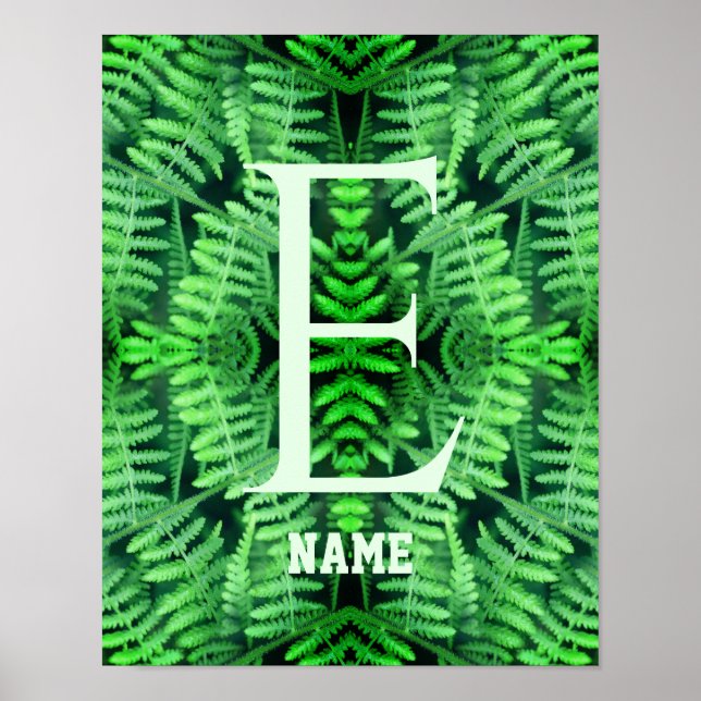 Affiche Monogramme Vos Fougères Vertes Initiales Personnal (Devant)