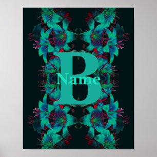 Affiche Monogramme Votre Art Lily Personnalisé Initiale