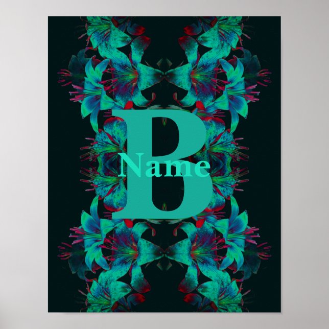 Affiche Monogramme Votre Art Lily Personnalisé Initiale (Devant)